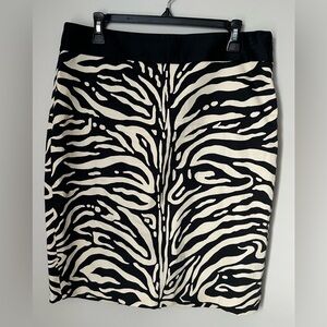 The Limited Animal Print Lined Pencil Skirt Ivory Size 14